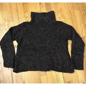 Eileen Fisher Brown Superkid Mohair Blend Turtleneck Sweater‎ Women's Size S